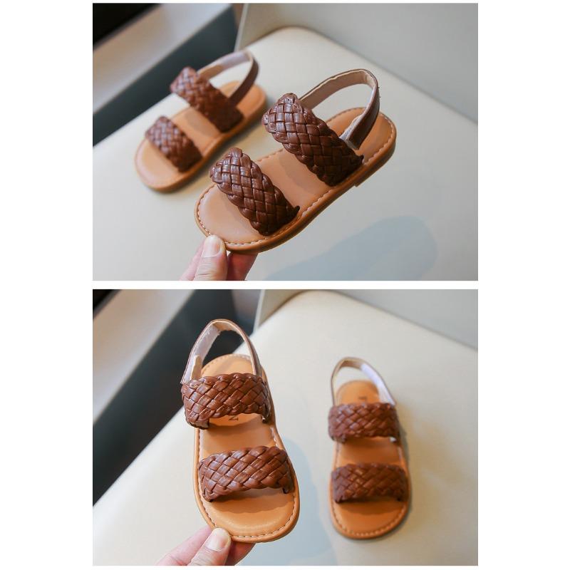 Korean Style Summer Kids Open Toe Woven Beach Sandals For Boys And Girls