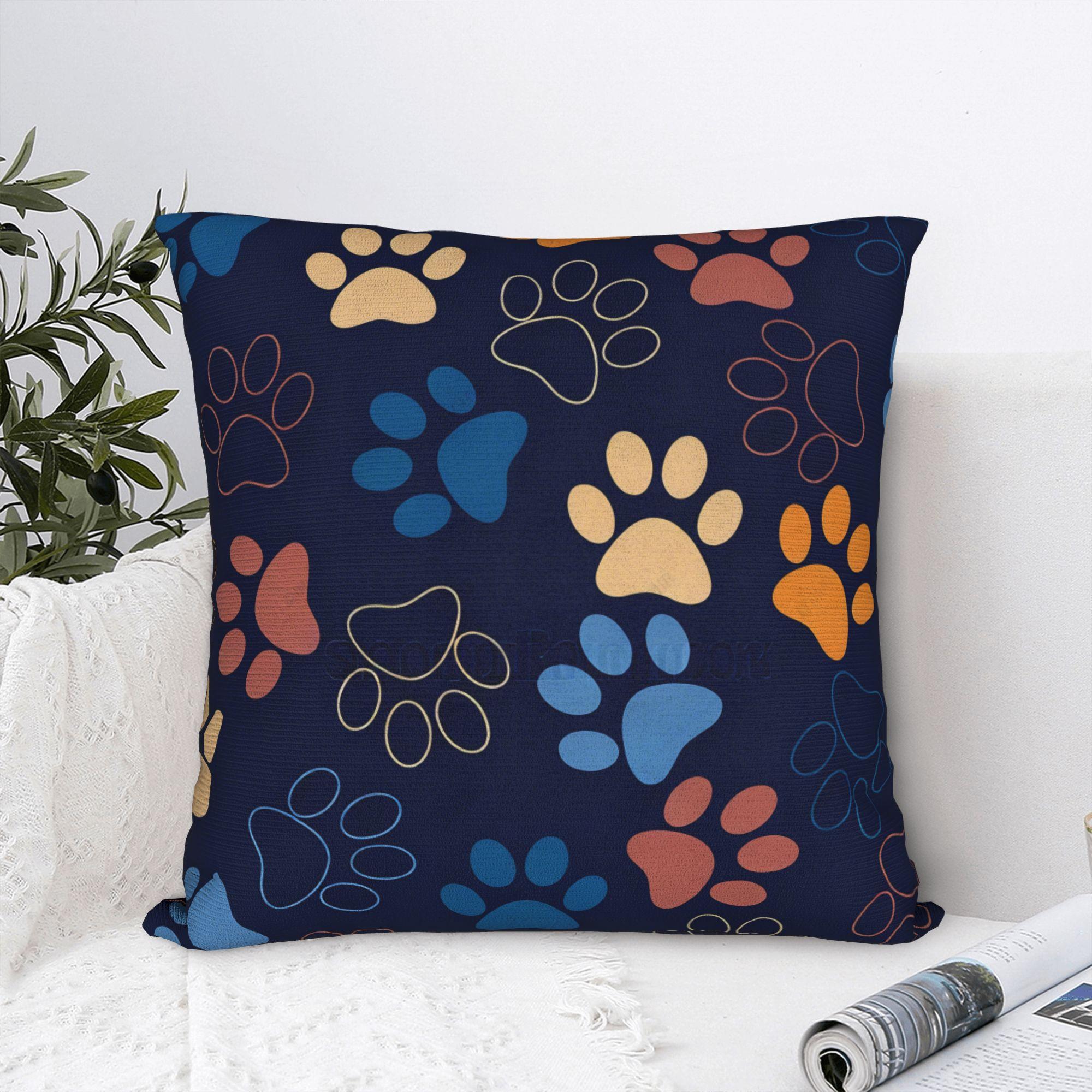 Fine Glasses Unisex Dog Paw Print And Bone Pillow Case Design Pillow Cover Novelty Cushion Cover For Sofa Home Decoration