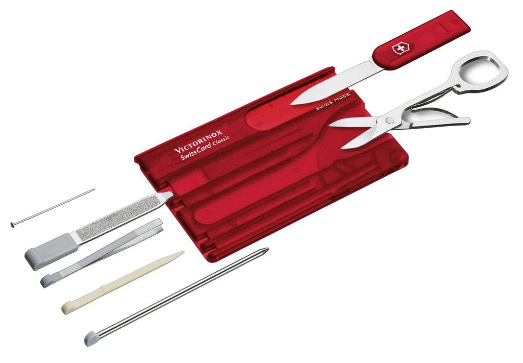 Victorinox Swiss Card Classic Translucent Red Swiss Army Knife Multifunctional Stationery Stationery Scissors Ballpoint Pen Included Swiss Made