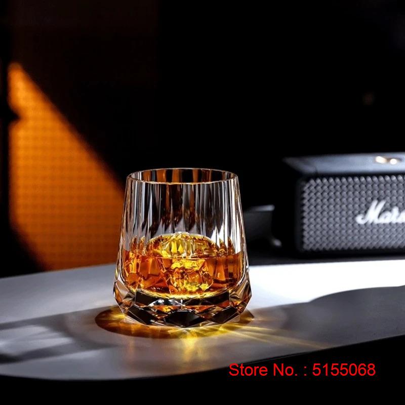 Zeus' Eternal Stone K9 Crystal Cup Upscale Classical Whiskey Glass Diamond Cut Brandy Liquor Wine Snifter Best Gift For Dad Boss