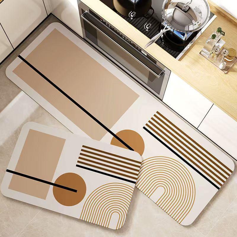 Nordic Diatomaceous Earth Kitchen Mat: Water & Oil Absorbent, Stain-Resistant, Non-Slip, Easy Care.