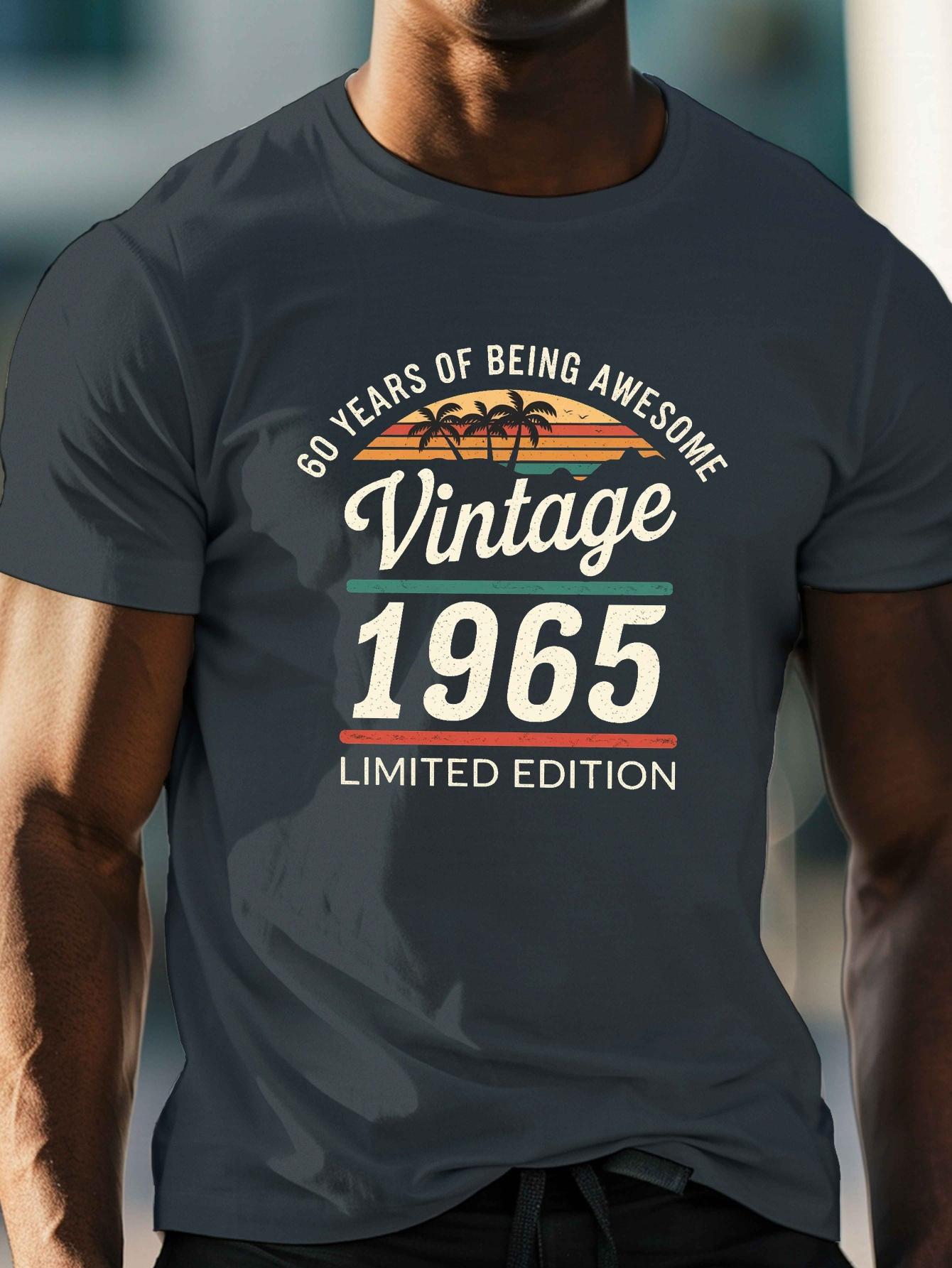 

Men s 100% cotton fashionable casual loose 60 year great printed round neck short sleeved limited edition 1965 retro t-shirt 5XL різнокольоровий