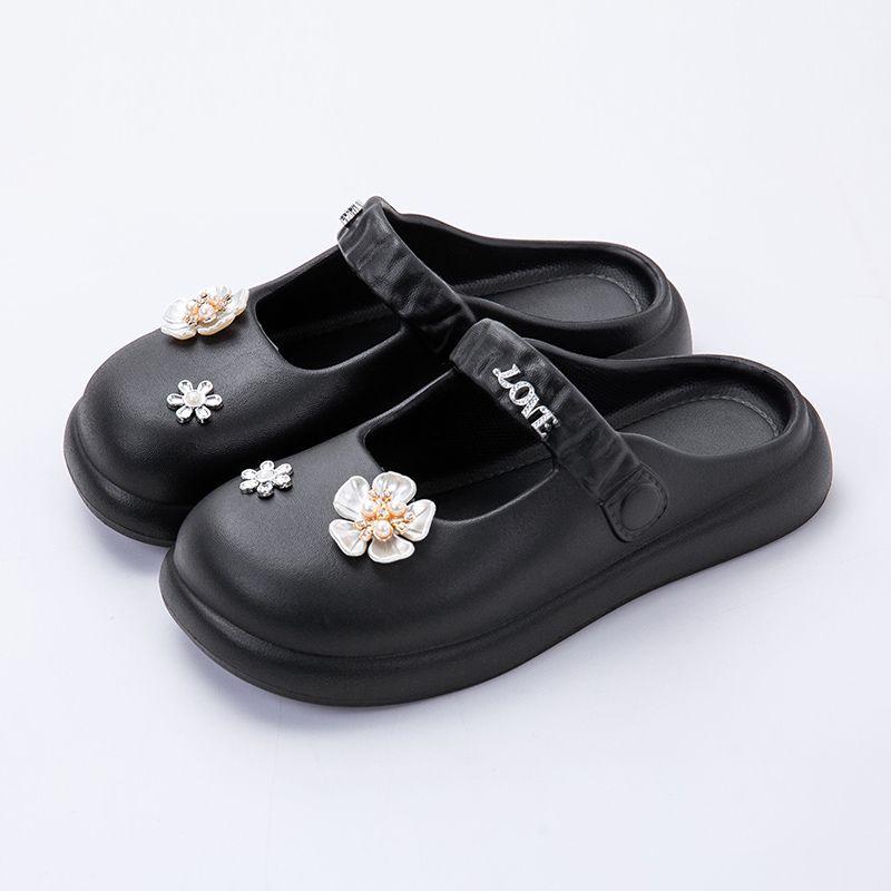 

Fashion Flowers Round Toe Outside Women s Slippers and Ladies Sandals Thick Slides New Collection Fashion Slip-resistant Low Price Shoes 35-36