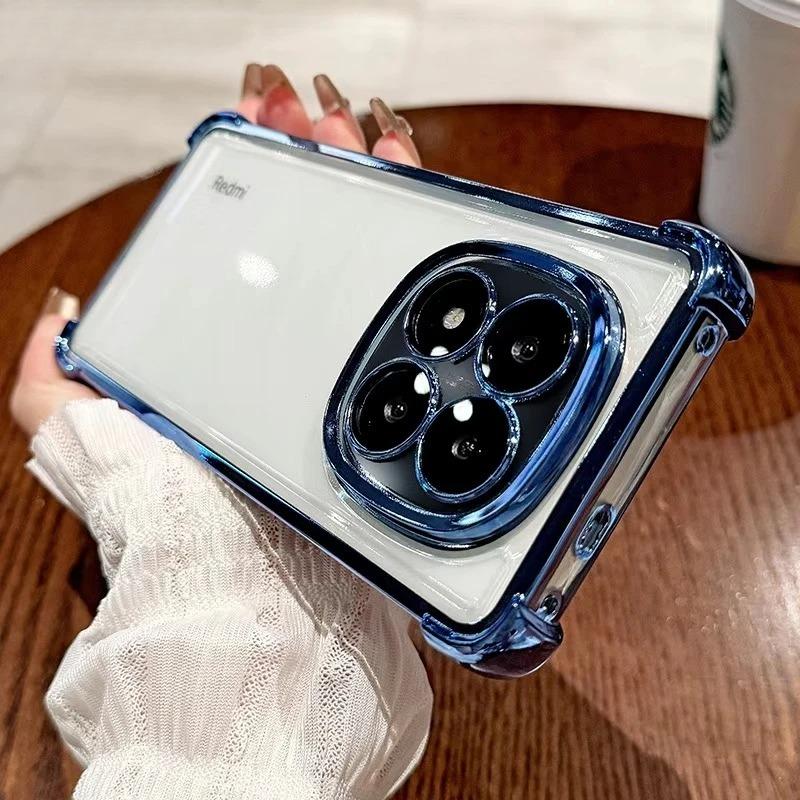 Clear Shockproof Plating Silicone Case For Xiaomi Redmi Note 14 Pro Plus Note 13Pro 4G 5G 14C Transparent Soft Back Cover Bumper