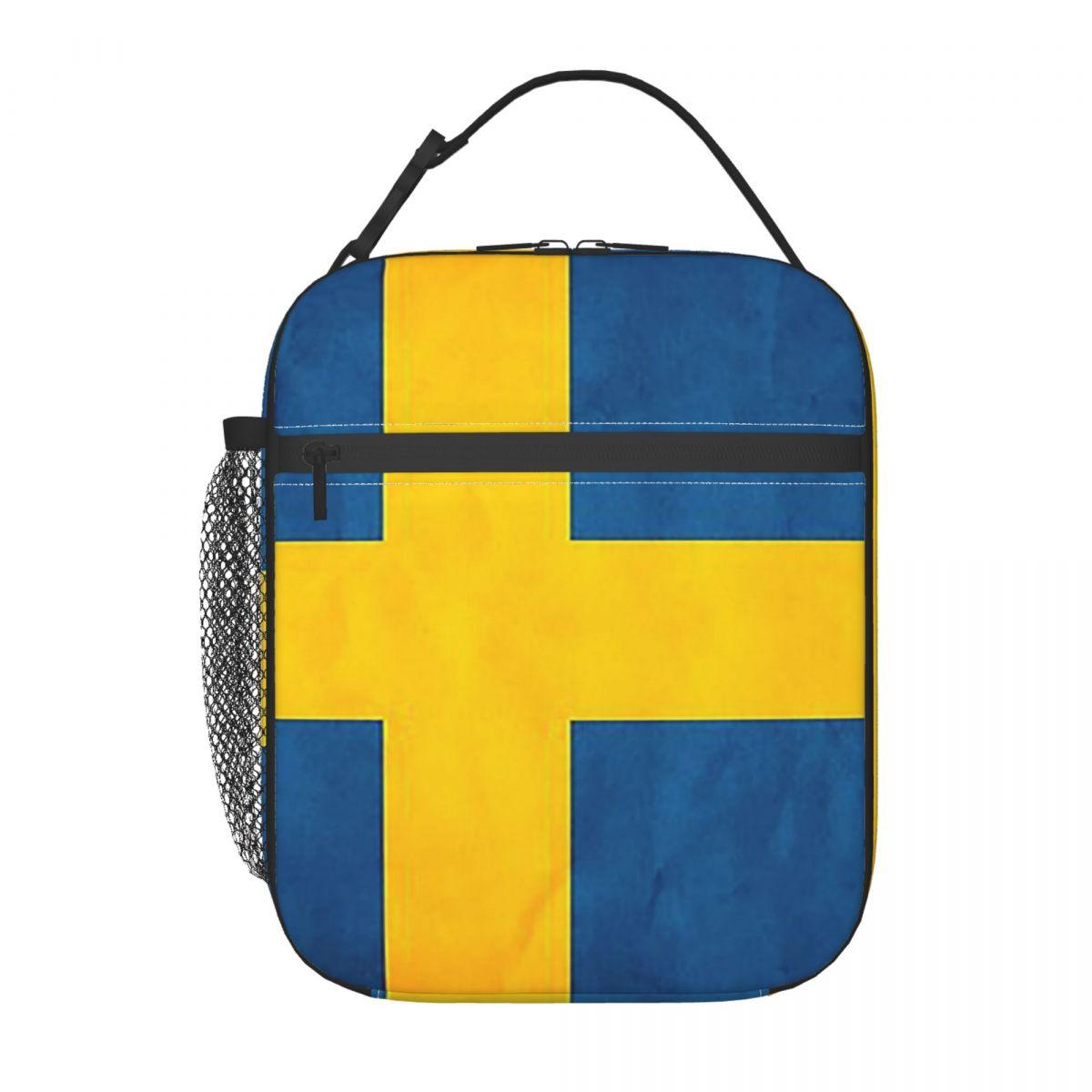 Suède Drapeau Suédois Sac à Lunch Isotherme pour Femmes Enfants Boîtes Alimentaires Anti-fuites Boîte à Lunch Thermique Sac Fourre-tout One Size