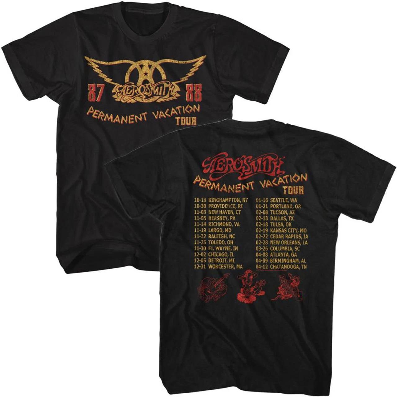 Aerosmith Permanent Vacation Tour 87-88 Black Adult T-Shirt S