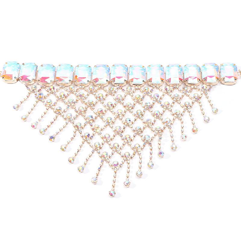 Sweet Cool Fashion Rhinestone Fringed Necklace Light Luxury Diamond Geometric Collarbone Chain Neck Chain Jewelry Women'S Necklace
