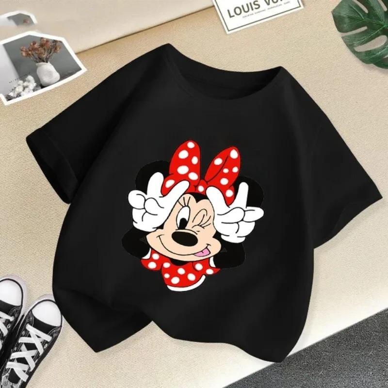 2026 Mickey Cartoon Boys and Girls Short Sleeve Summer Clothes Cute Minnie Print
