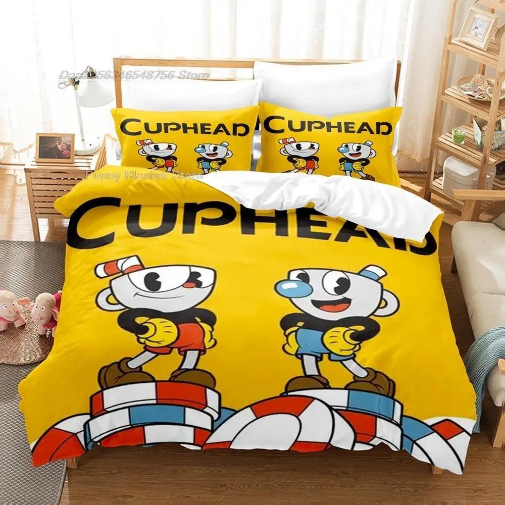 The Cuphead Show Bedding Set Single Twin Full Queen King Size Bed Set Aldult Kid Bedroom Duvetcover Sets 3D Print Anime Game