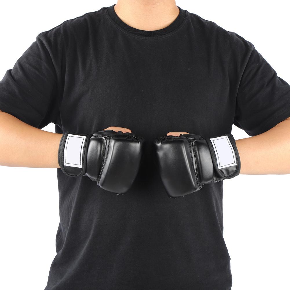 1Pair Man Male Half Finger Boxing Training Gloves Accessory for Kickboxing Sanda Muay Thai(black )