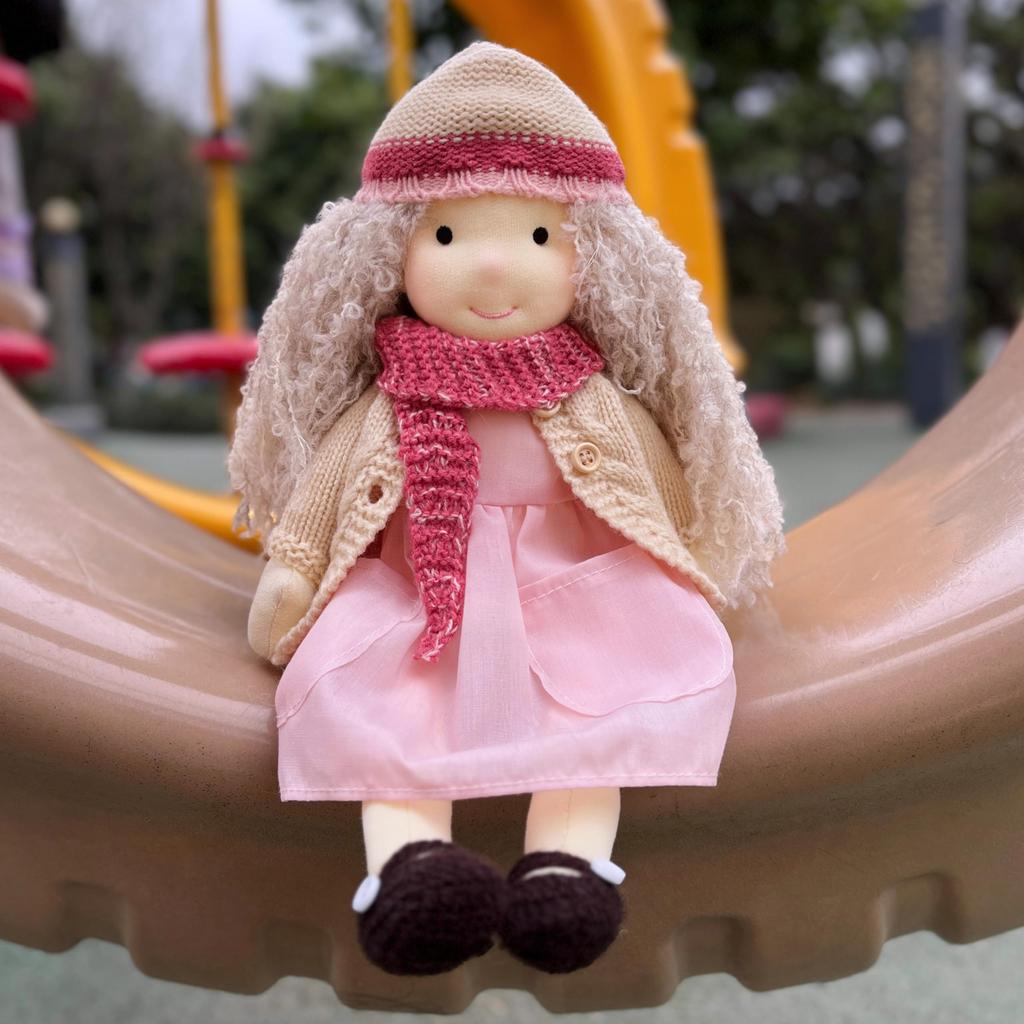 BlissfulPixie Waldorf Handmade Abigail Cute Plush Girl Perfect for Kids Doll, Doll, 30cm, Soft, Doll,