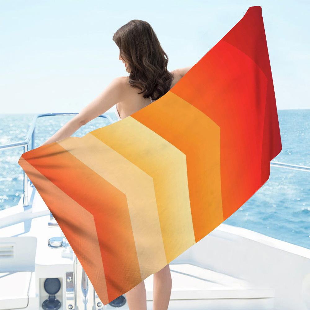 Geometrische Muster Serie digital bedrucktes Polyester Superfeine Faser beidseitiger Fleece Strandurlaub Badetuch, Strandtuch