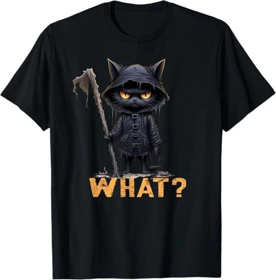 Men s and Women s T-shirts NEW LIMITED What Cat Black Cat Halloween Scary Cat Angry Cat Funny T-Shirt S-3XL XXXXL