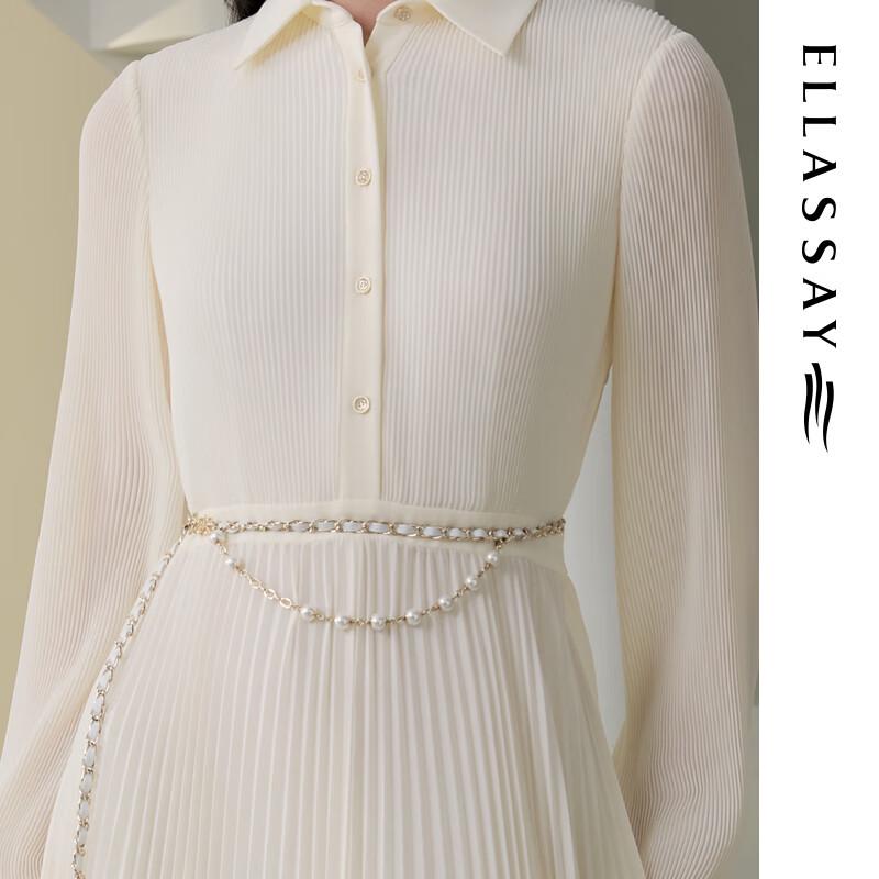 ELLASSAY 2025 Early Autumn Pleated Shirt Dress