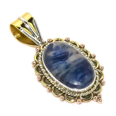 Natürlicher Sodalith Edelstein Zweifarbig 925 Massiv Sterlingsilber Anhänger 1.50" C2g64