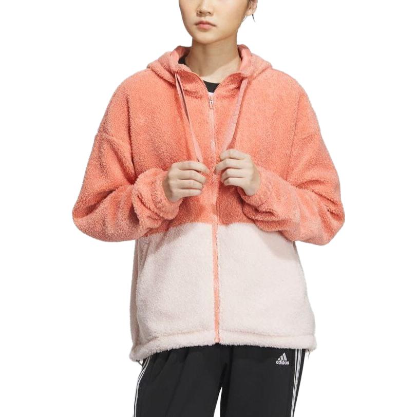 adidas Velvet Jackets Women's Orange Hooded Moderate IK9864