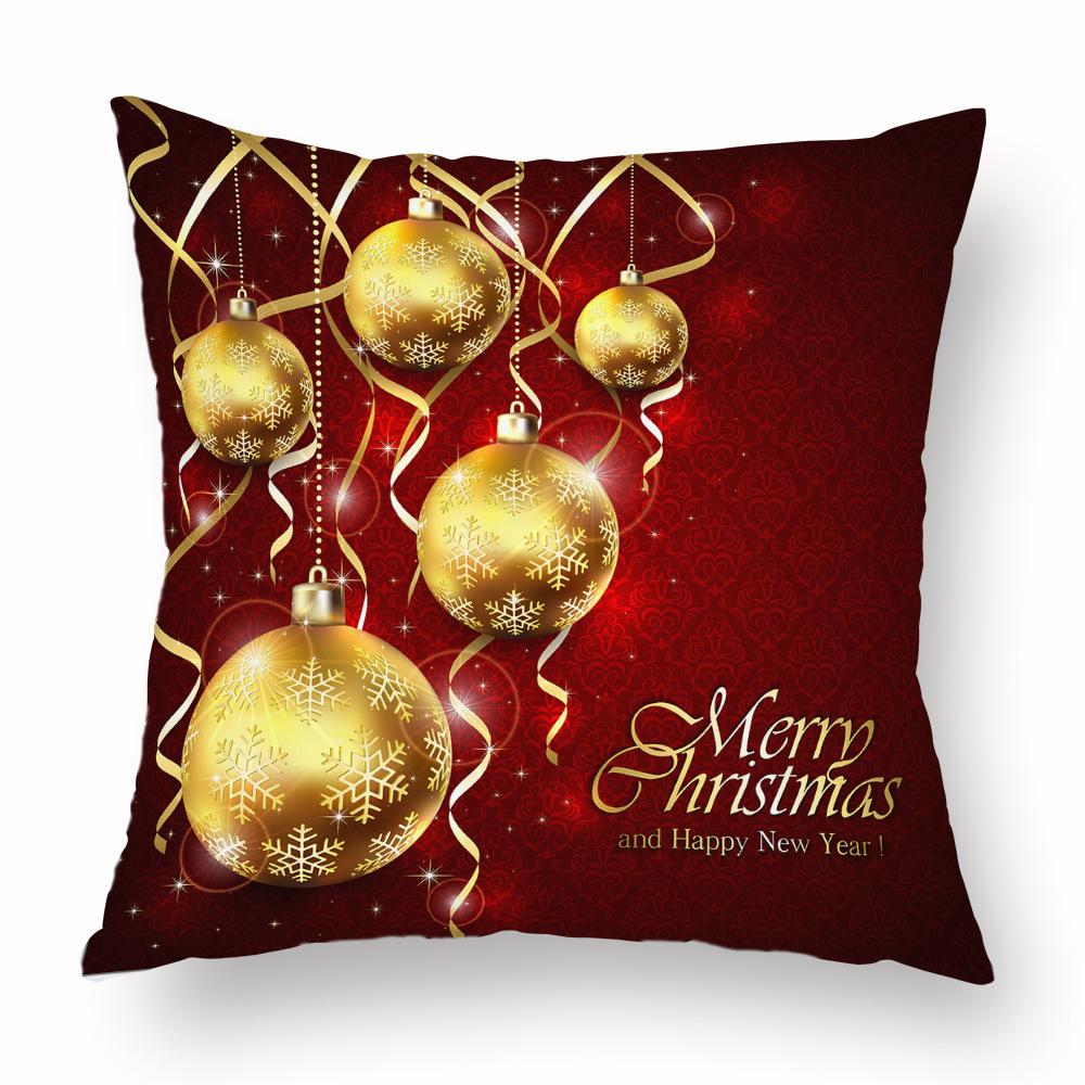 Santa Claus Pillow Case Bell Home Decoration Living Room Sofa Cushion New Snowflake Pillow Can Be Customized