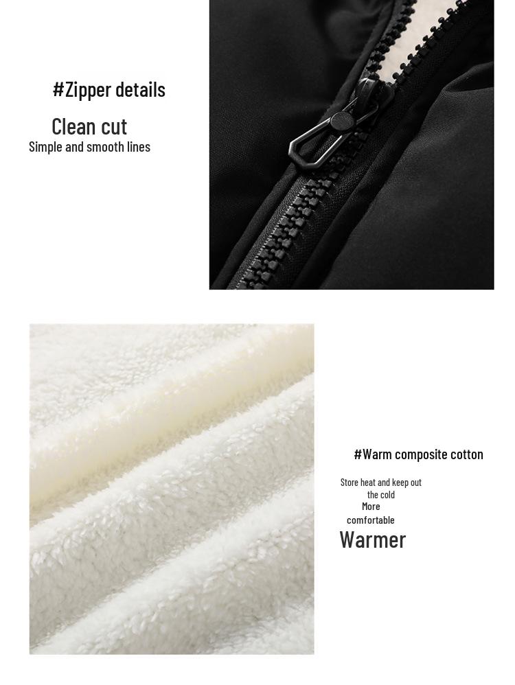 Plus Size Men's Thickened Cotton Jacket for Autumn/Winter - Warm Stand Collar Outerwear for Cold Protection.