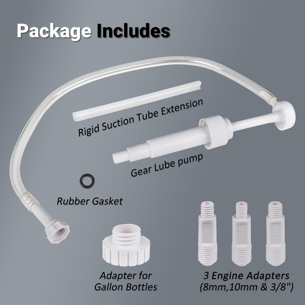 Gallon Bottle Cap And 3/8" 8mm 10mm Engine Adapters Fit Most Outboard & Sterndrives Motor Gear Oil Pump with 28mm Quart  & 38mm