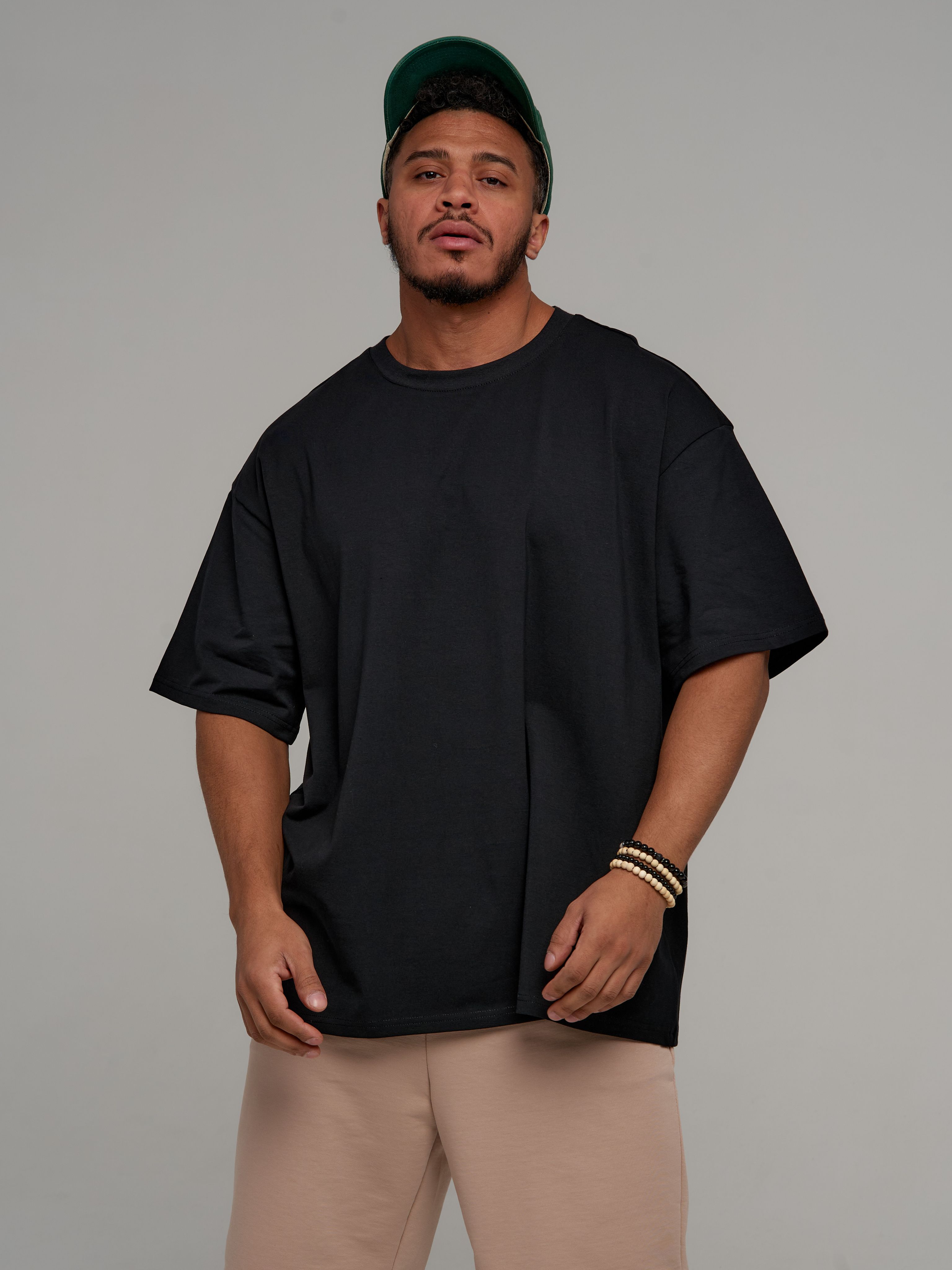 

Heavyweight Cotton Oversized T-shirt Men Women Short Sleeved Casual Loose Shirt Comfortable Breathable Male Female Clothing L чорний