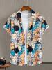 Cute Cat Print Short Sleeve Shirt, Casual Fun Style for Daily Wear