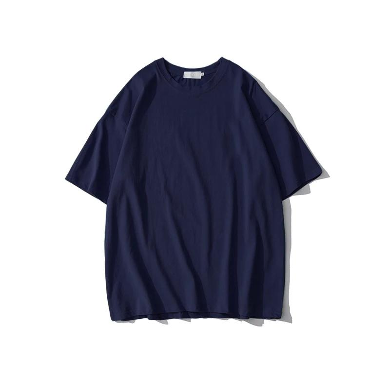 

Летние однотонные футболки из чистого хлопка женские Harajuku оверсайз с коротким рукавом Y2k топы унисекс корейская уличная повседневная базовая футболка женская хорошего качества XL темно-синий