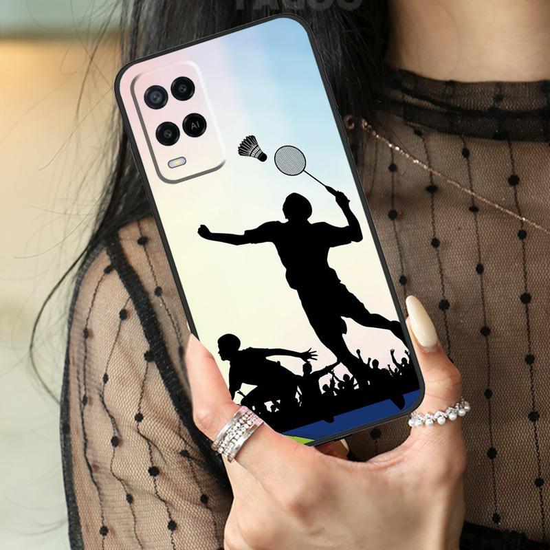 Badminton Sport Case For Oppo A16 A76 A96 A17 A18 A60 A80 A40 A38 A58 A78 A98 A94 A74 A54 A15 A57 A77 A5 Pro