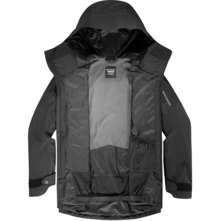 SALOMON Logo Print Hooded Zip-Up Long Sleeve Jacket Men Jackets Black LC2305100