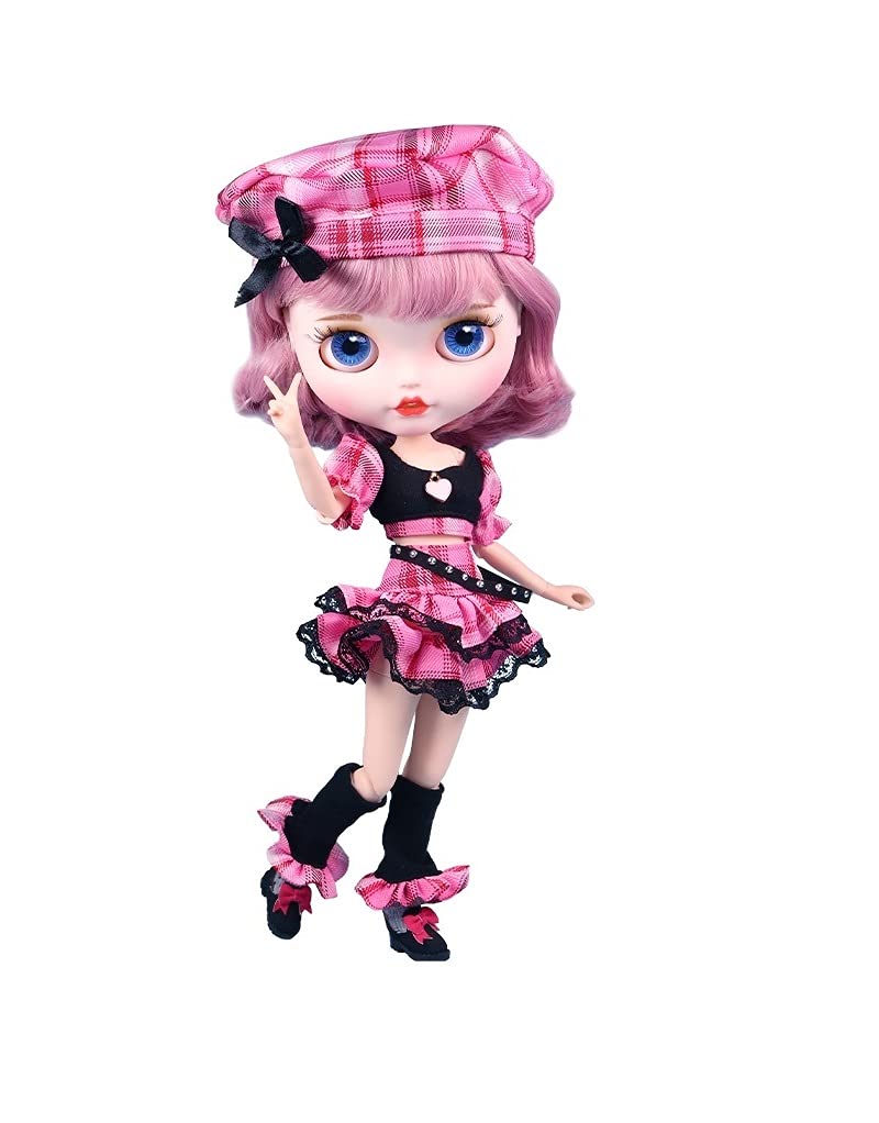 

Костюм Blythe Azone O Beats Check Pattern Cool Girl Pink Mini Skirt [Dolly Para] 24-time розовый