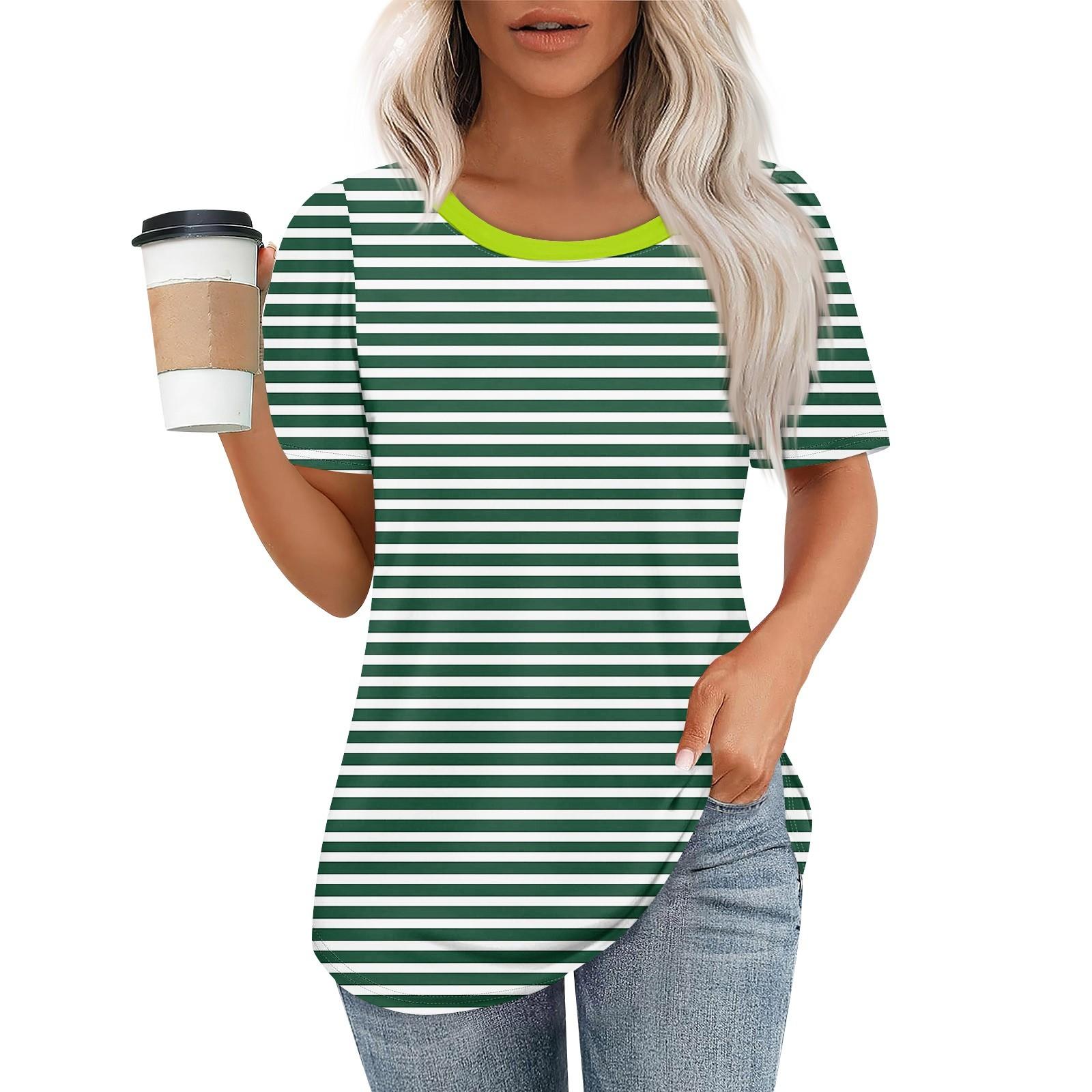 

Женский модный повседневный свитер с коротким рукавом и круглым вырезом L темно-зеленого