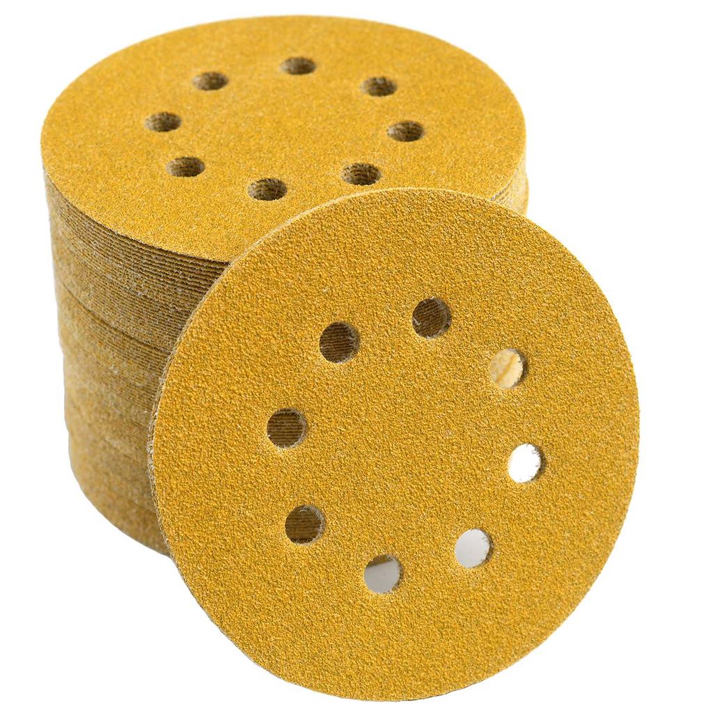 100PCS 5-Inch 8-Hole Hook and Loop Sanding Discs 120-Grit Random Orbit Sandpaper, 100-Pack