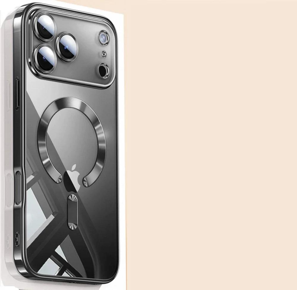 Lüks Kaplama Kamera Korumalı Şeffaf Yumuşak TPU Manyetik Telefon Kılıfı iPhone 17 Air 16 15 14 Plus 13 12 11 17 Pro Max İçin Kılıf