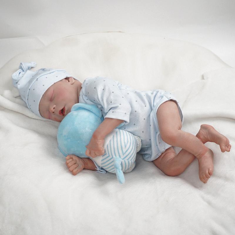 Reborn Boneca Doll 18 Inch Realistic Bebe Darren Delicate Painted Full Vinyl Body Recycle Baby Doll Children Playmate Muppet Toy Kid's Holiday Present