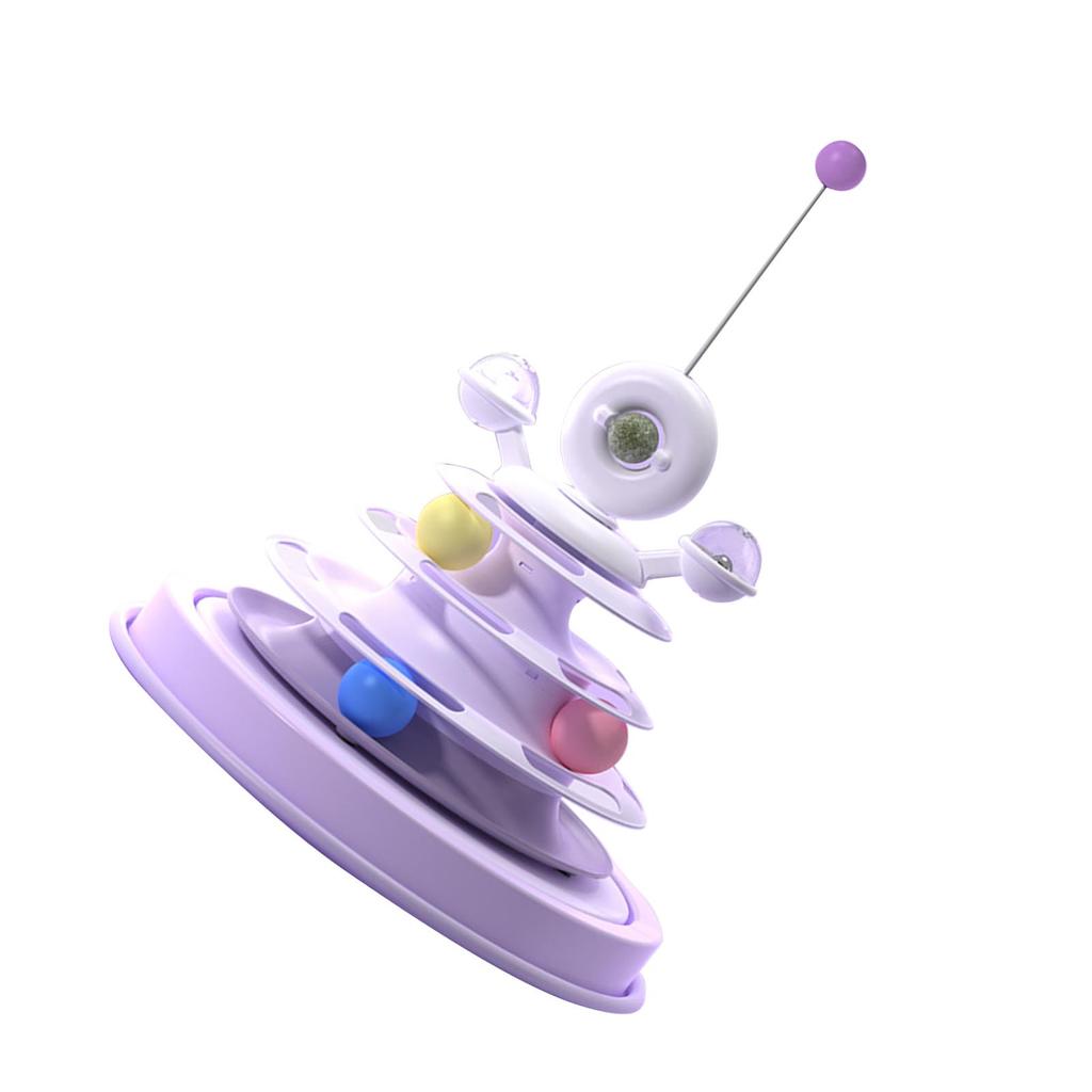 Interactive Cat Toy 3 Ball Tracks Safe Durable Anti Slip Easy Assembly Rotating Kitten Toy for