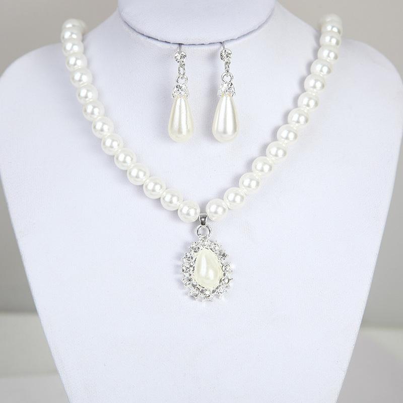 Jewelry Sets for Women Women Jewelry Bride Pearl Neck Necklace Set Earrings Pendant Necklace Hook Earrings Jewelry Set