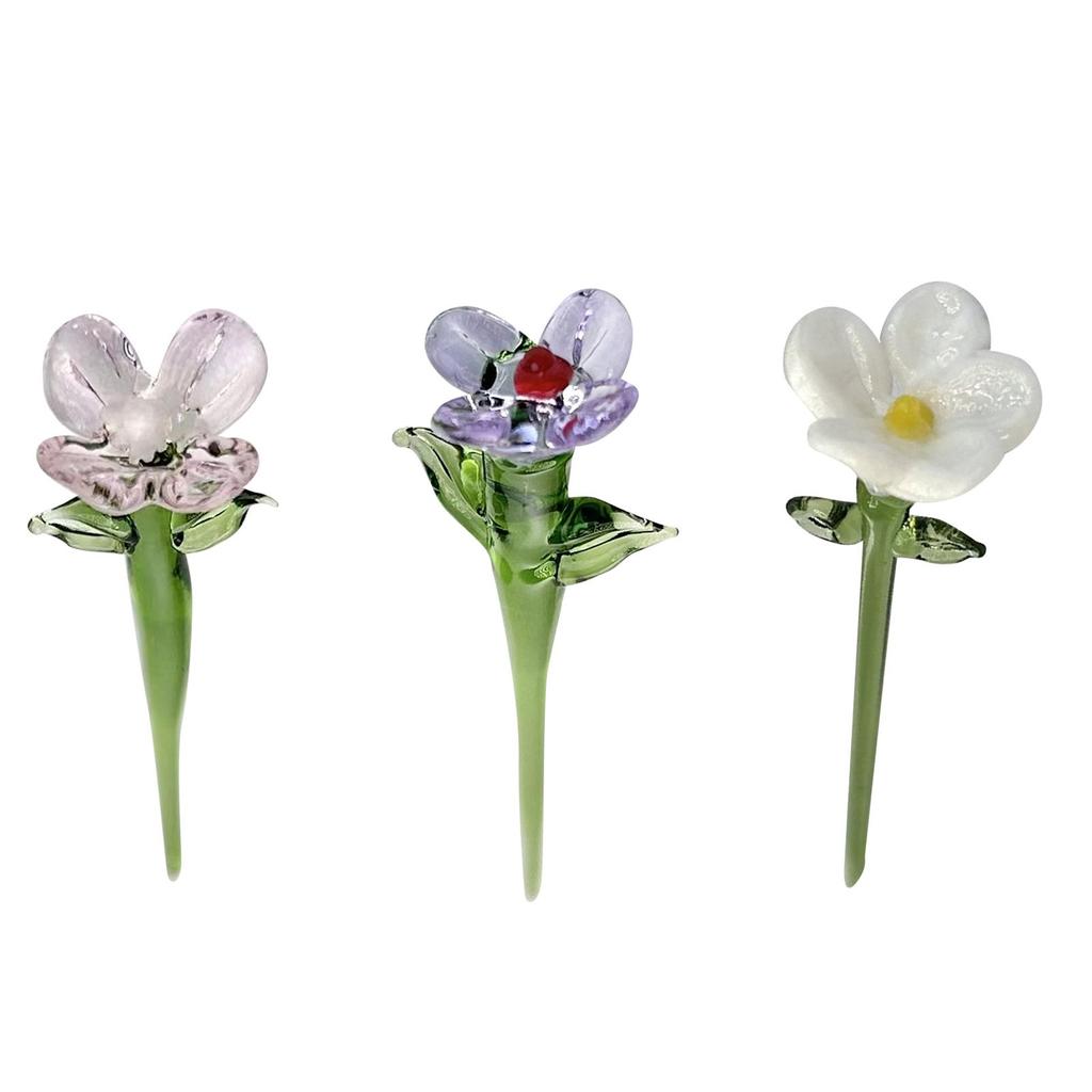Mini Glass Flower Collectible Ornament for Women Girls Desktop Birthday