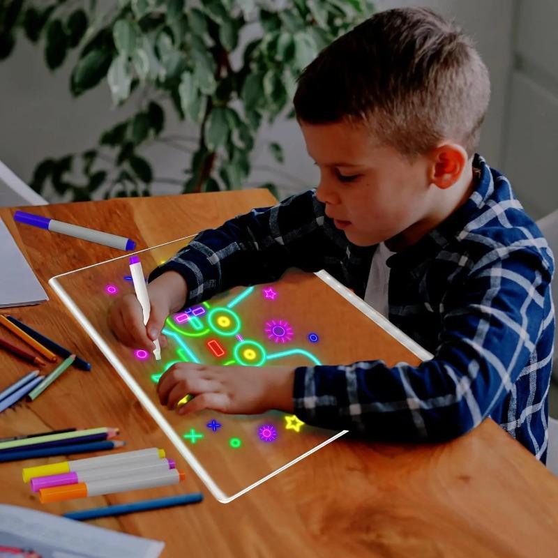 1 Set LED Acrylic Message Board with Night Light, Dimmable DIY Drawing Board & Decor for Home Office, Includes 7 Color Pens