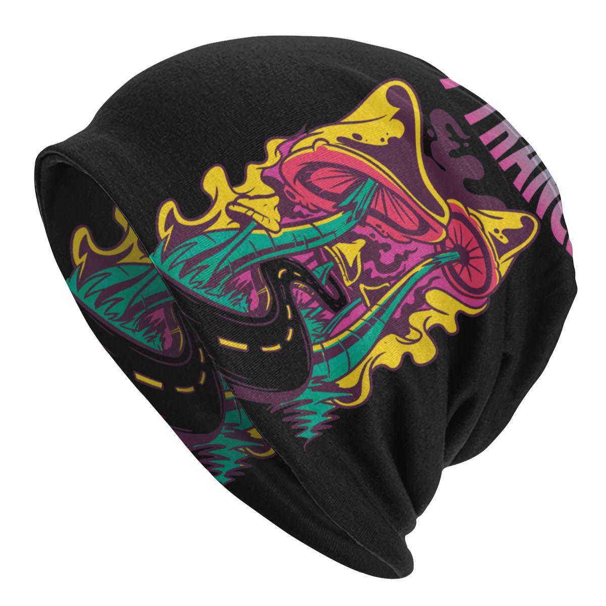 

Trippy Skull Magic Bonnet Hats Hip Hop Outdoor Skullies Beanies Hats Psytrance Mushroom Unisex Knitting Hats Multifunction Caps