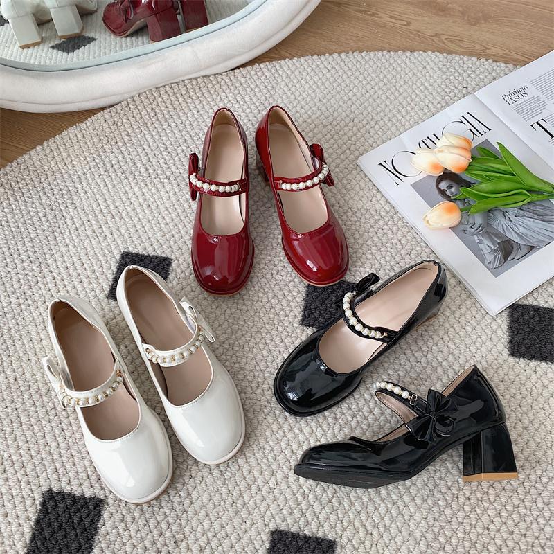 Fashion Versatile High Heels Mary Jane Women's Shoes 2025 New Skirt Wine Gentle High Heels Women's Shoes