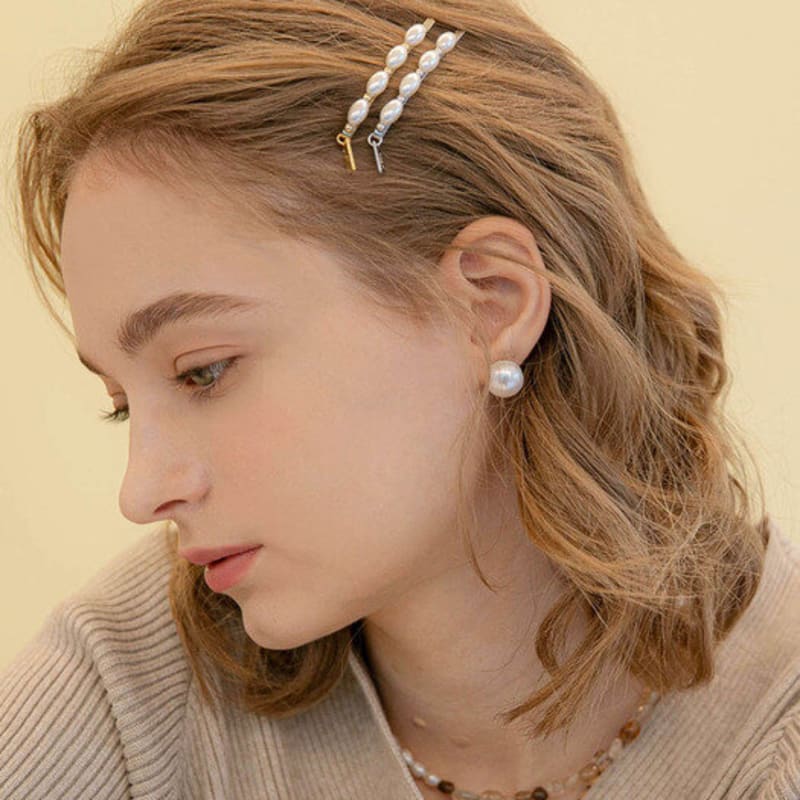 

Jean Paul Clarisse Oval Pearl Hairpin LFSL0245 SILVER