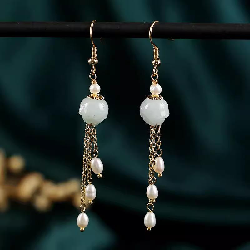 

Classical natural pearl jadeite jade bracelet women s high-end temperament versatile simple bracelet accessories set