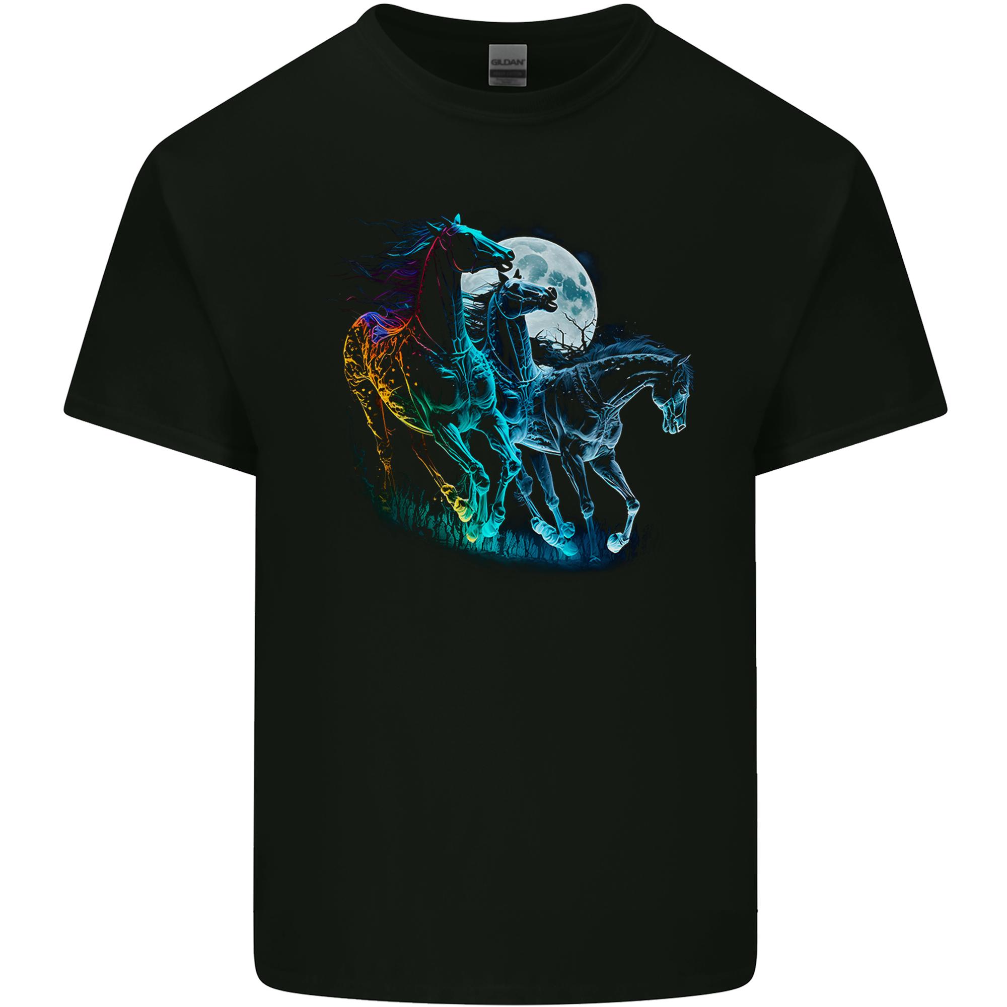 Mystical Horses Equestrian Unisexs Light Cotton TShirt S