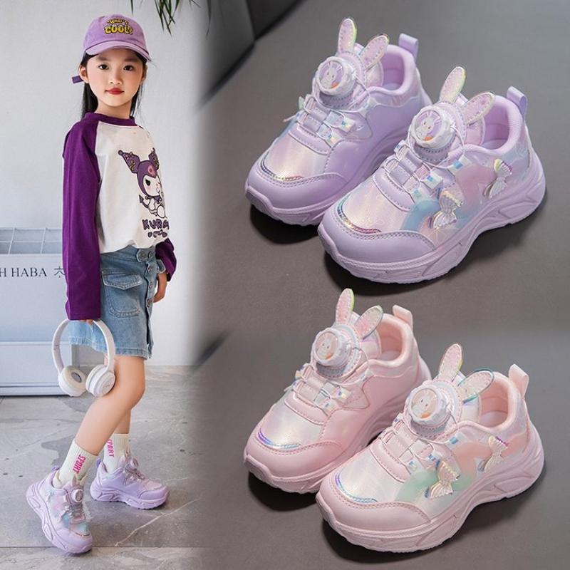 Children's casual shoes spring new girl sports shoe knob buckle kids shoe three-dimensional butterfly girl shoes zapatillas niña
