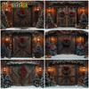 Mocsicka Photography Background Christmas Decor Photo Backdrop Green Xmas Tree Vintage Wooden House Door Pattern Shooting Banner