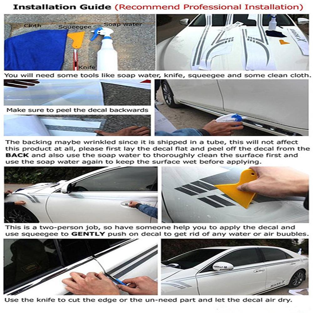 4x White Stripe Car Wheel Fender Sticker Vinyl Graphic Decal 56x10cm Universal