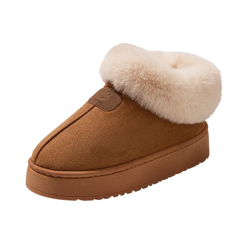 Women's Thick-Soled Winter Cotton Snow Boots & Slippers - Warm, Velvet, Closed-Toe for Outdoor & Home Wear