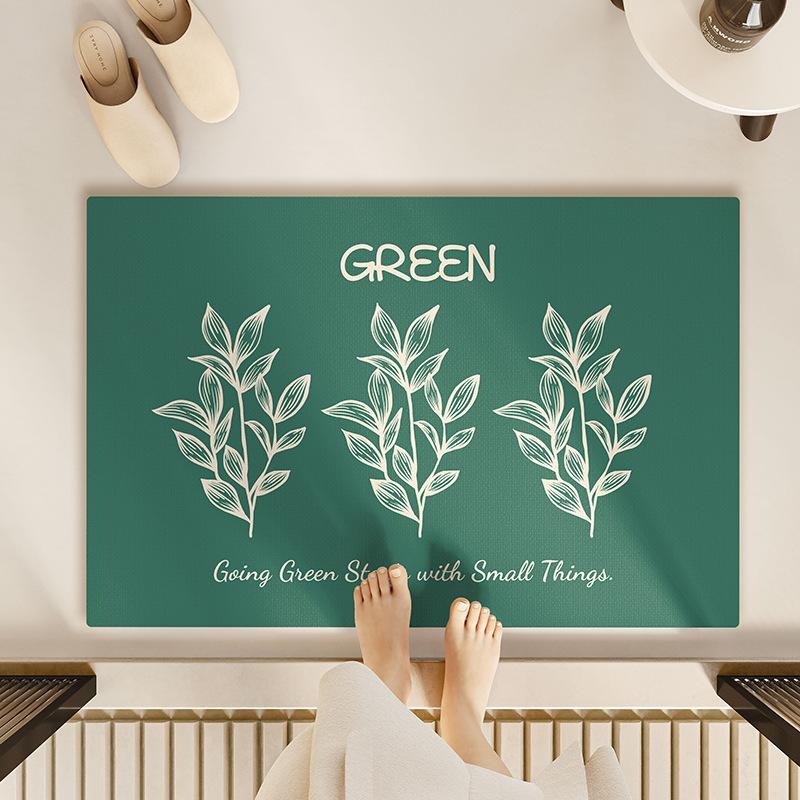 

Fresh Green Plant Soft Diatom Mud Water Absorption Floor Mat Shower Room Bathroom Sink Household Wear-resistant Non-slip Door Mat 40 * 60Cm