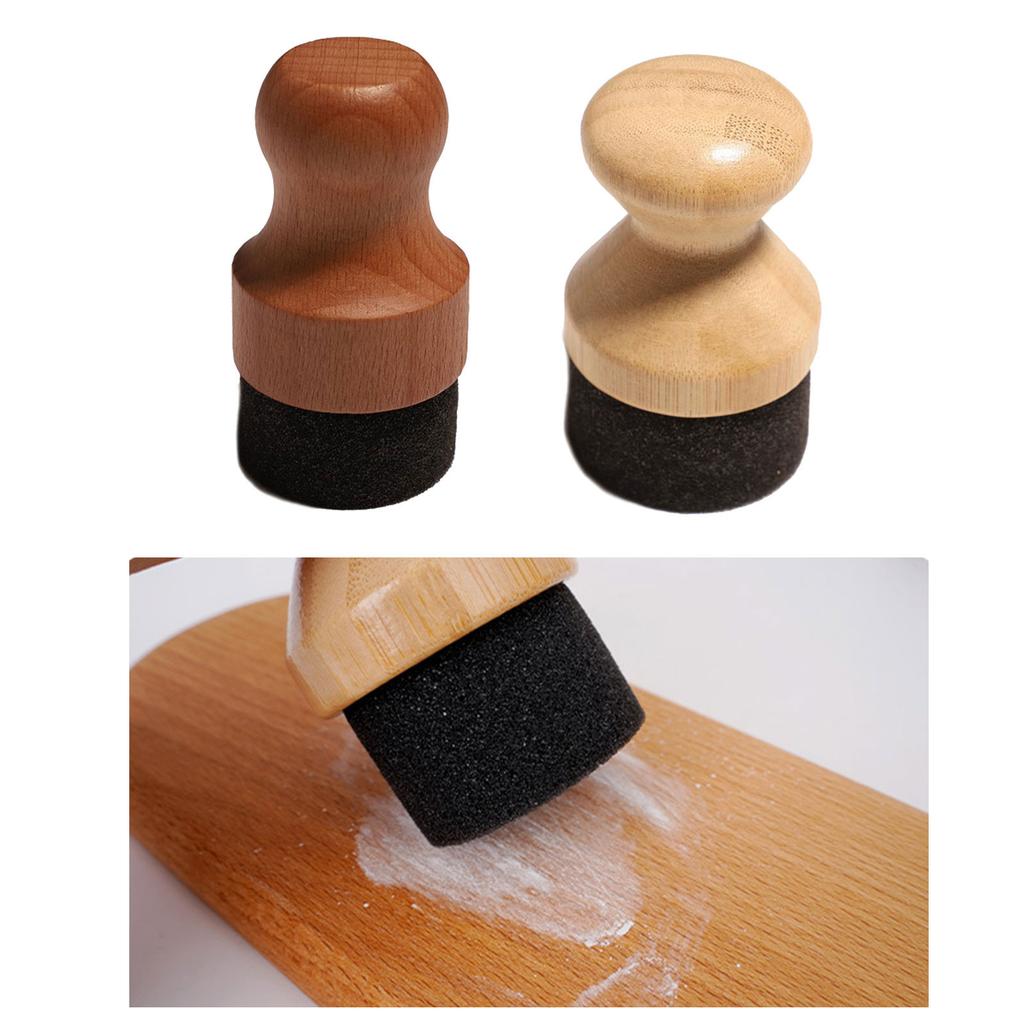 Pack of 2 Reusable Bamboo Cutting Board Oil Wax Brushes for Refreshing Cutting Boards and Wooden Utensils