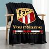 Atletico Madrid Customize Text Blanket Gift Personalized Blanket Ultra-Soft Versatile for Chair Office Chair Picnics Seaside Ideal for All Seasons