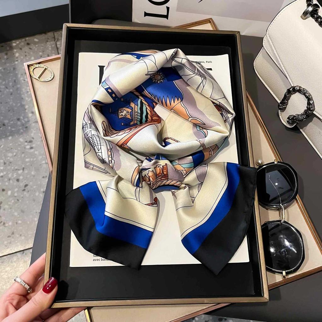 Small Silk Scarf Women's Spring and Autumn Thin Korean Version Versatile Thin and Narrow Long Scarf Tied Hair Temperament Square Scarf with Suit Shirt